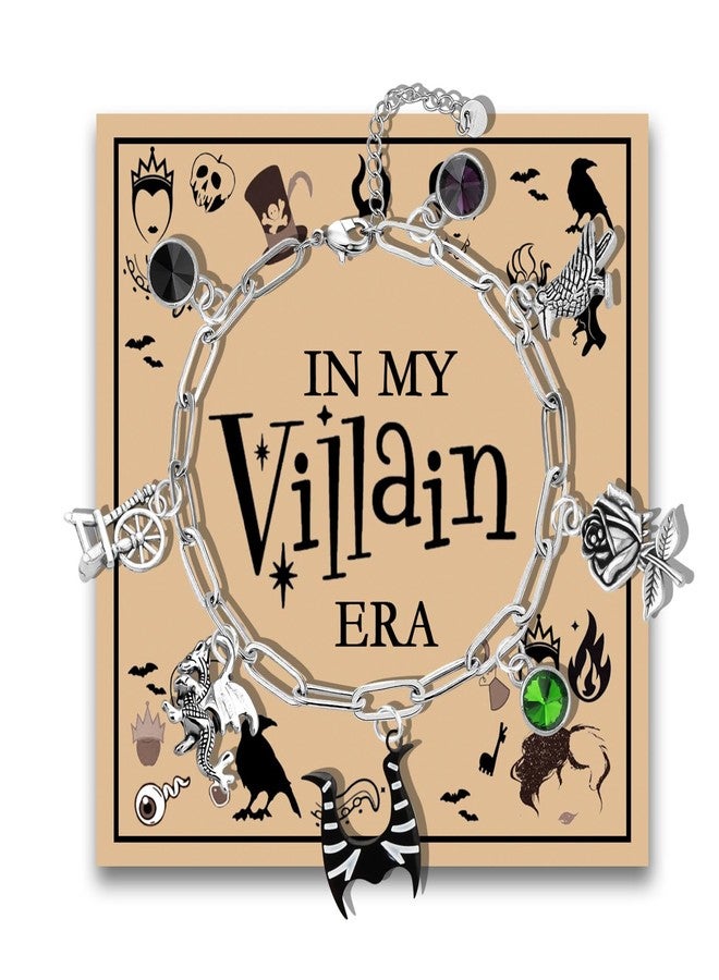 MAOFAED Villain Charms Silver Chain Bracelet, Halloween Party Favor, Evil Theme Bracelet - Image 1