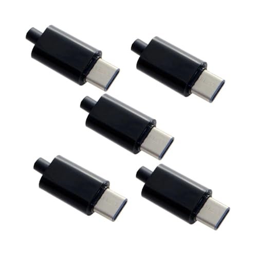 CentIoT - Type C 24Pin USB 3.1 USB-C Male Connector - with Plastic Cover - DIY Kit (Black 5PCS) - Image 1