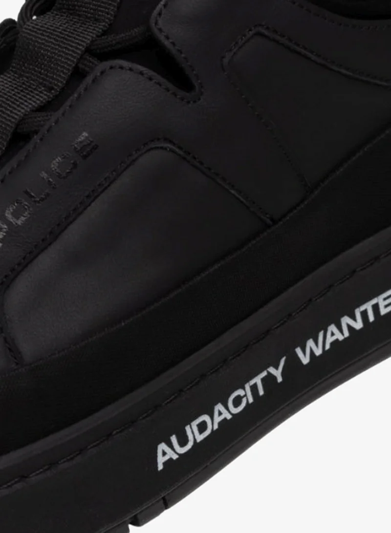 Police Police Men's High-Top Platform Sneakers with Sock-Like Fit, Genuine Leather, Elevated Platform Sole & Techwear-Inspired Design – Black