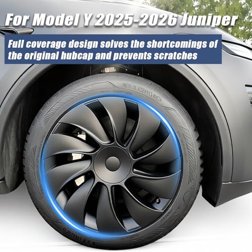 KAVANIC 4PCS Hubcaps Fits for Tesla Model Y Juniper 2025 2026 (RWD/AWD), Aerodynamic Design, for Model Y Juniper Wheel Covers 19inch for 19" Crossflow Wheels Easy Snap-On Installation, Matte Black - Image 3