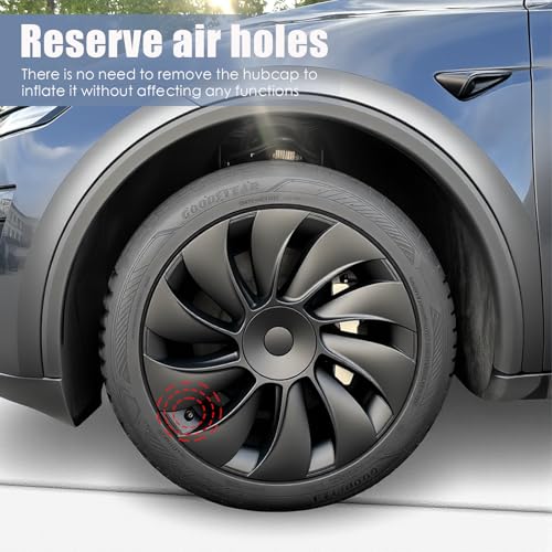 KAVANIC 4PCS Hubcaps Fits for Tesla Model Y Juniper 2025 2026 (RWD/AWD), Aerodynamic Design, for Model Y Juniper Wheel Covers 19inch for 19" Crossflow Wheels Easy Snap-On Installation, Matte Black - Image 4