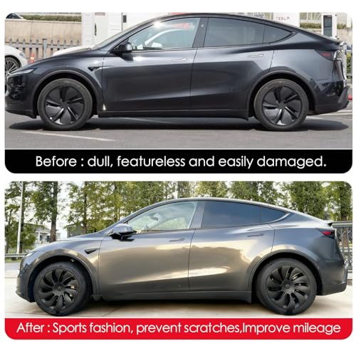 KAVANIC 4PCS Hubcaps Fits for Tesla Model Y Juniper 2025 2026 (RWD/AWD), Aerodynamic Design, for Model Y Juniper Wheel Covers 19inch for 19" Crossflow Wheels Easy Snap-On Installation, Matte Black - Image 5
