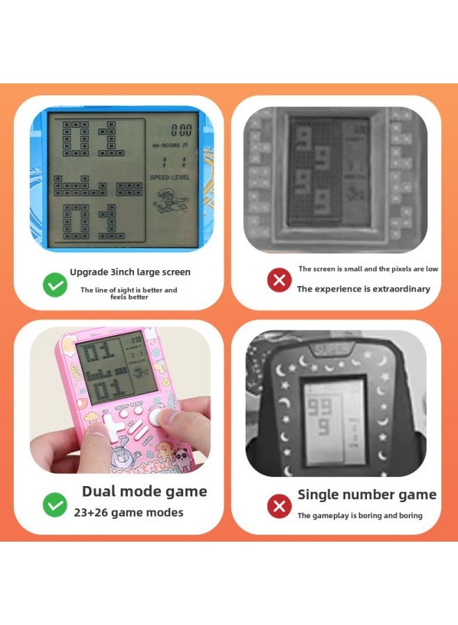 Large Screen Electronic Handheld Tetris Game Machine Children's Handheld Snake Educational Toys Gifts Wholesale-Color:Hc-10122 Powder  - Image 3