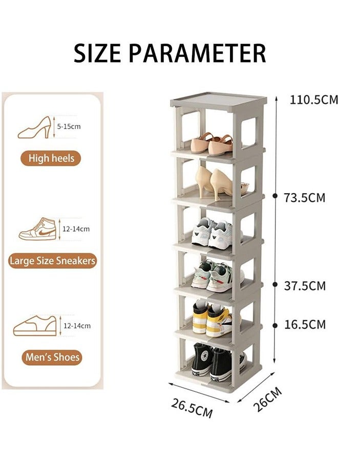 Foldable Shoe Rack, 7 Tier Plastic Shoes Cabinet, Free Standing Entryway Stackable Tower Shelf, Multi-Function Shoes Organizer, Boots Storage Shelf Modern House Furniture Home Office Stands(2pcs) - Image 2