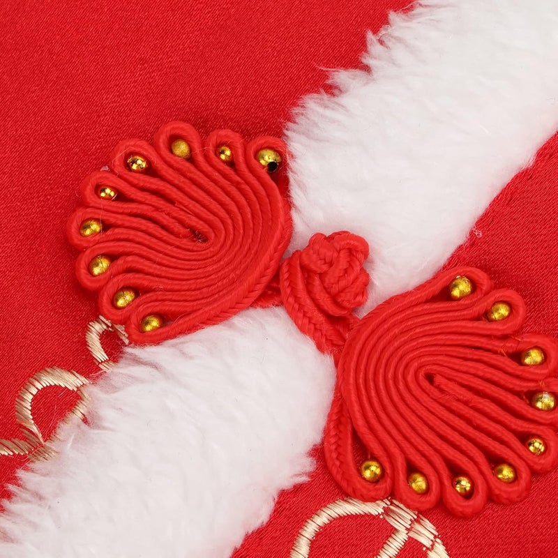 Tang Suit Pet Costume, Plush Dog Clothes for Small and Medium Dogs, Comfortable Warm Autumn Winter Apparel - Festive New Year Design, Traditional Chinese Style, Ideal for Cats an (M) - Image 4