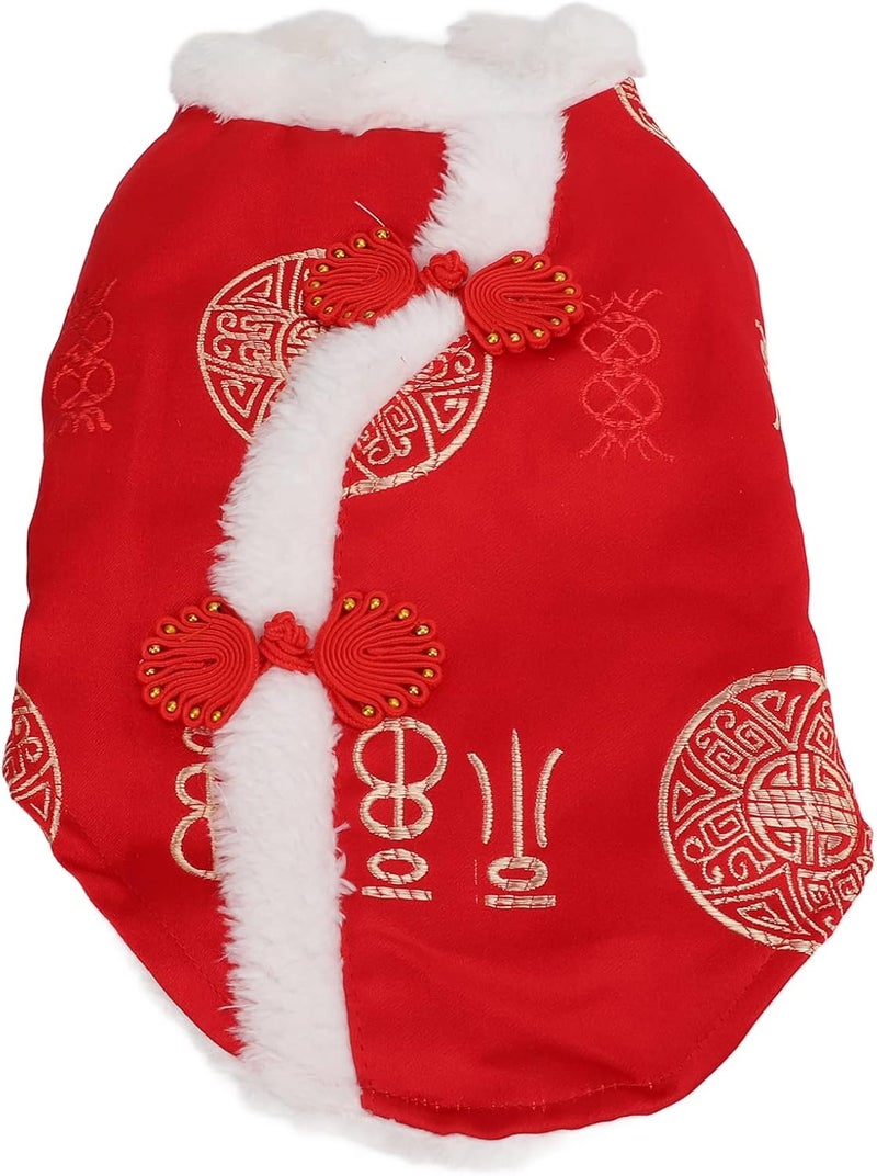 Tang Suit Pet Costume, Plush Dog Clothes for Small and Medium Dogs, Comfortable Warm Autumn Winter Apparel - Festive New Year Design, Traditional Chinese Style, Ideal for Cats an (M) - Image 5