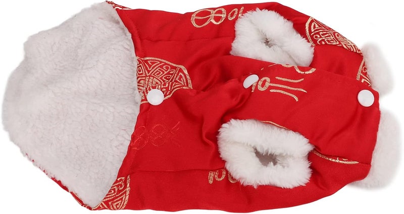 Tang Suit Pet Costume, Plush Dog Clothes for Small and Medium Dogs, Comfortable Warm Autumn Winter Apparel - Festive New Year Design, Traditional Chinese Style, Ideal for Cats an (M) - Image 2