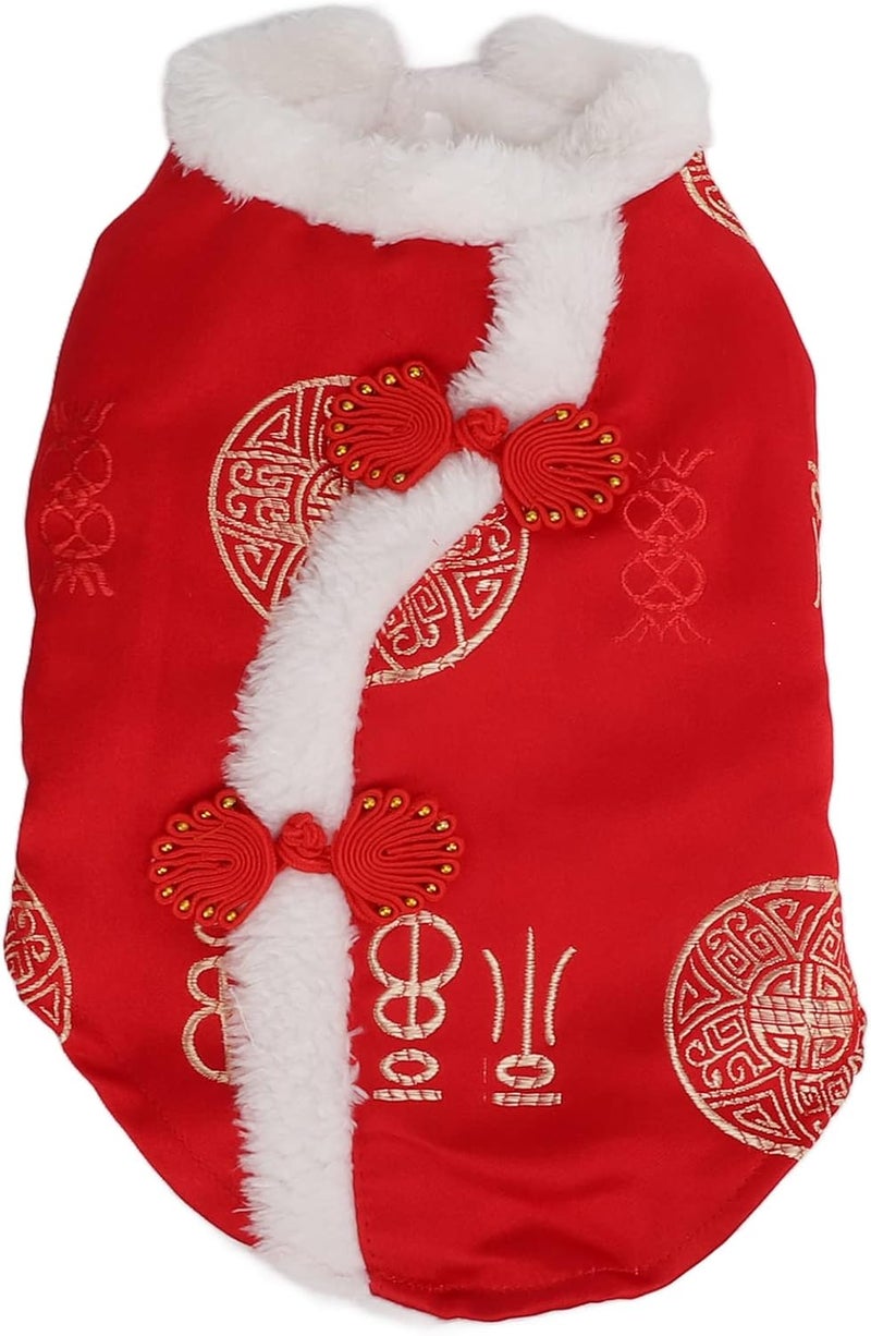 Tang Suit Pet Costume, Plush Dog Clothes for Small and Medium Dogs, Comfortable Warm Autumn Winter Apparel - Festive New Year Design, Traditional Chinese Style, Ideal for Cats an (M) - Image 1