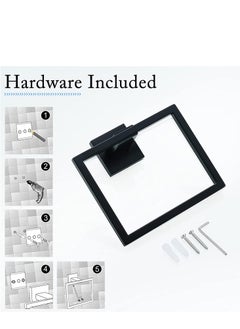Excefore Towel Holder Modern Matte Black Stainless Steel Square Towel Hangers Wall Mounted Screw Mounted for Bathroom Bedroom Kitchen Office Hotel  - Image 5