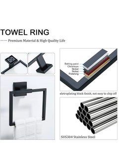 Excefore Towel Holder Modern Matte Black Stainless Steel Square Towel Hangers Wall Mounted Screw Mounted for Bathroom Bedroom Kitchen Office Hotel  - Image 4