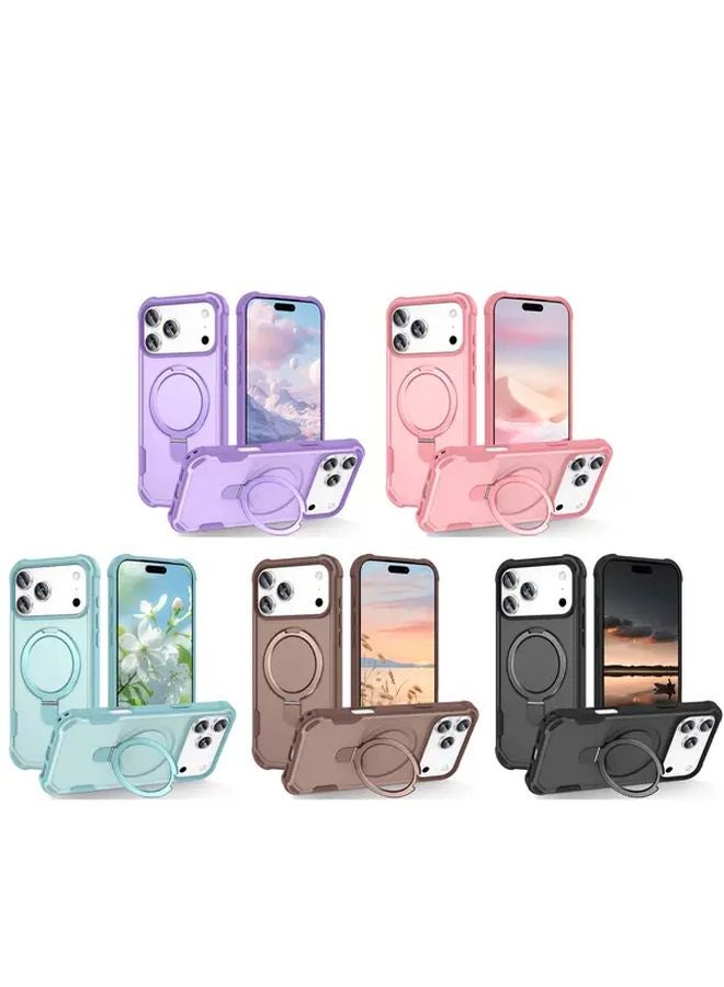 iPhone 16 Pro Max Case Black Magnetic Wireless Charging Foldable Stand Protective Cover - Image 1