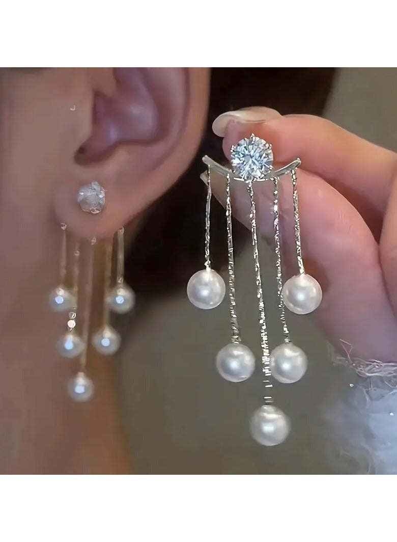 Goolsky أقراط لؤلؤة أنيقة بتصميم عتيق فريد وعصري. - Image 1