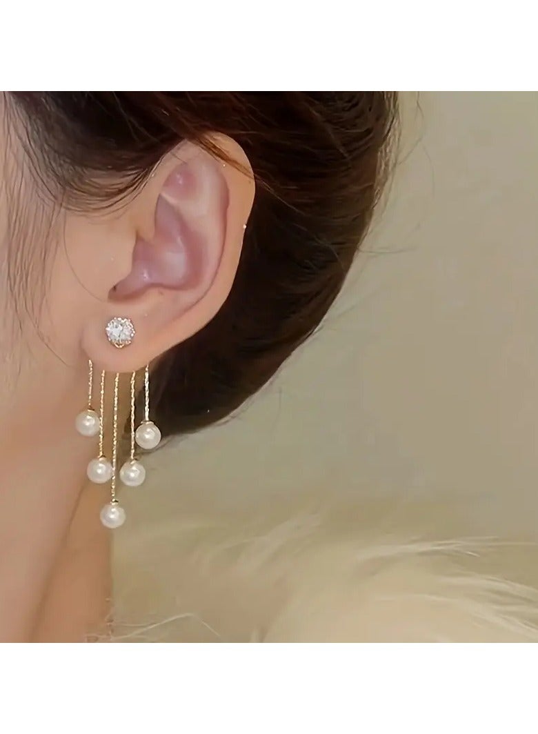 Goolsky أقراط لؤلؤة أنيقة بتصميم عتيق فريد وعصري. - Image 2