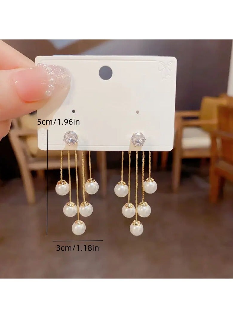 Goolsky أقراط لؤلؤة أنيقة بتصميم عتيق فريد وعصري. - Image 3