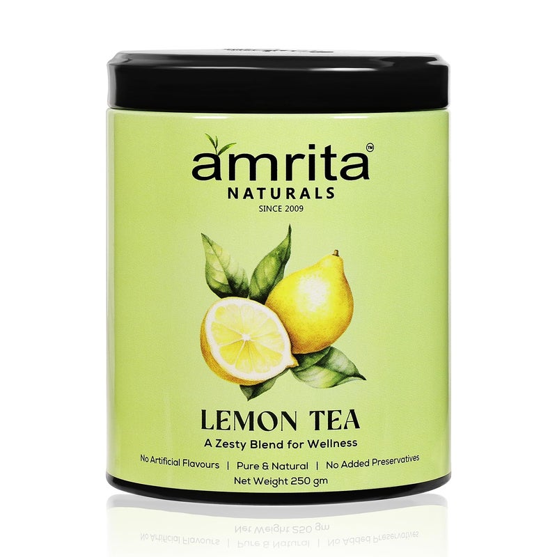 Amrita Naturals Lemon Herbal Tea || Gives Skin a Natural Glow || Improves Metabolism & Reduces Waist|| Boosts Digestive Function || 250 Gram || - Image 1