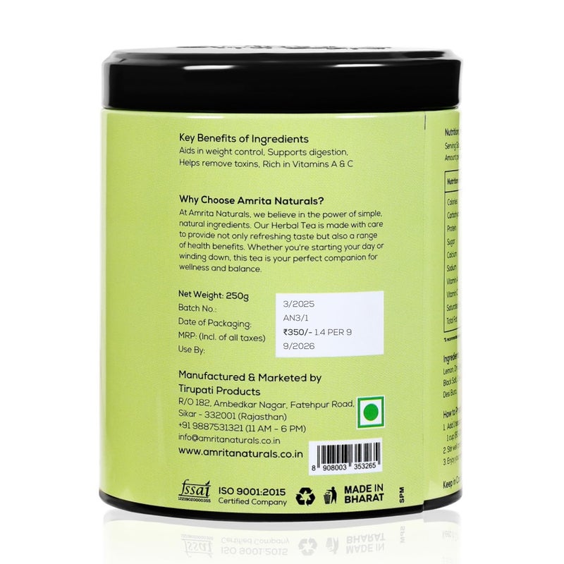 Amrita Naturals Lemon Herbal Tea || Gives Skin a Natural Glow || Improves Metabolism & Reduces Waist|| Boosts Digestive Function || 250 Gram || - Image 5