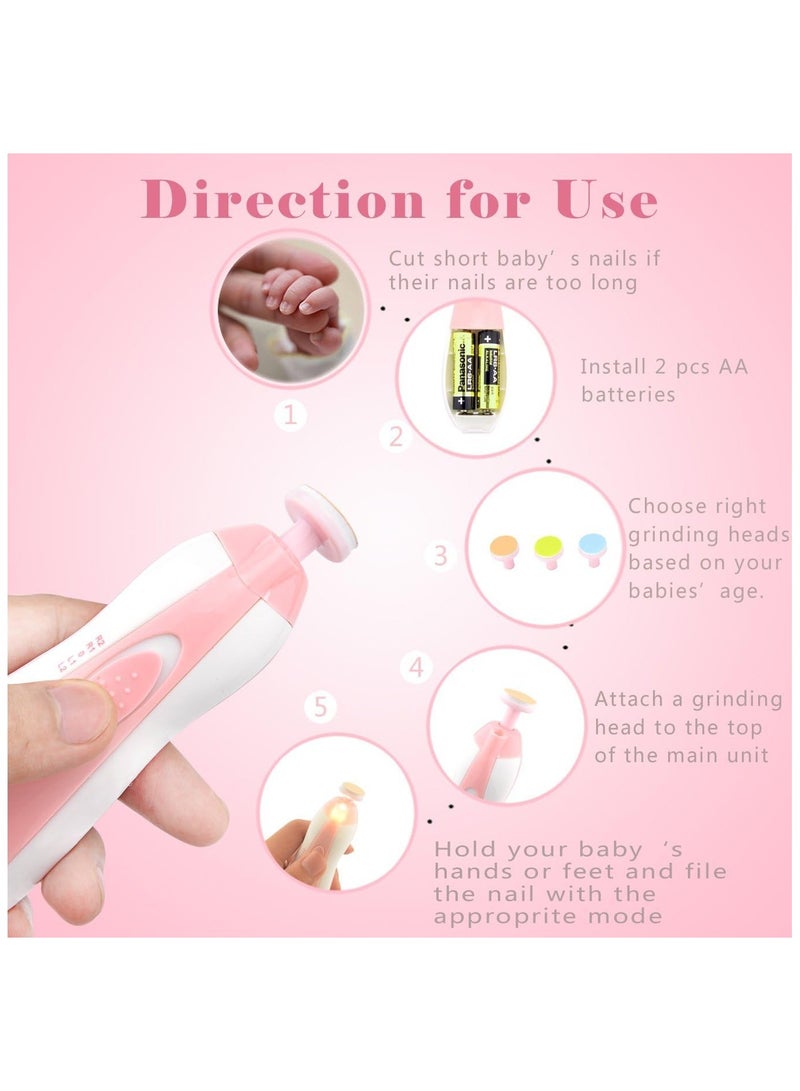 بلومنغ تايم مجموعة أدوات تشذيب أظافر الأطفال الكهربائية 6 في 1 للعناية بأظافر الأطفال حديثي الولادة أو الرضع أو البالغين - Image 4