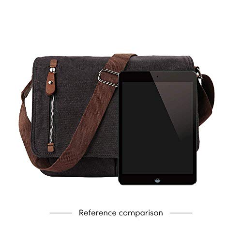 AUGUR Messenger Bag,Casual Shoulder Sling Bag Canvas Satchel Bag Crossbody Bags for Men Women Work Office Laptop Bag fit 13 inch - Black - Image 4