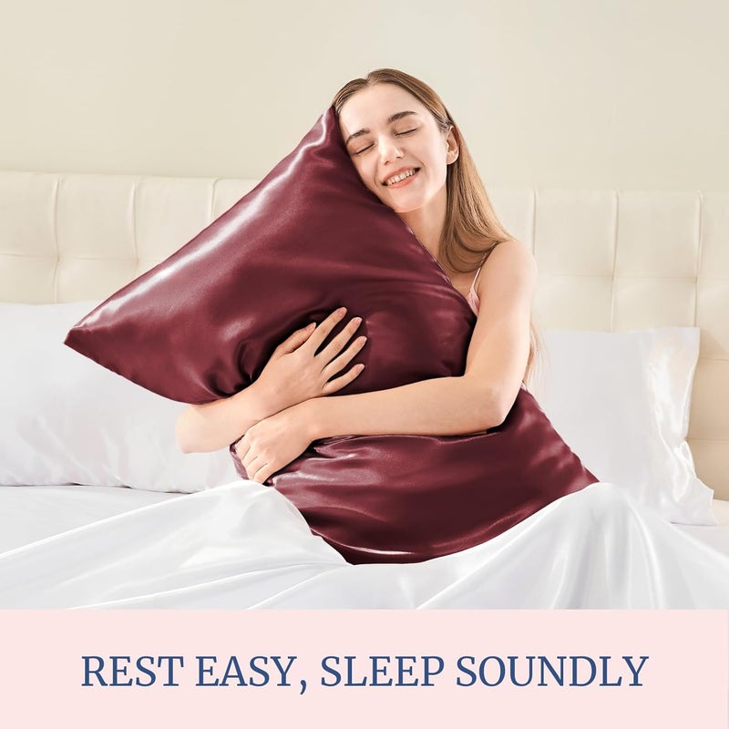 BEDELITE Satin Pillowcase for Hair and Skin, Super Soft and Cooling Similar to Silk Pillow Cases 2 Pack with Envelope Closure, Gift for Women Men(20"x36" King Size, Burgundy) - Image 5