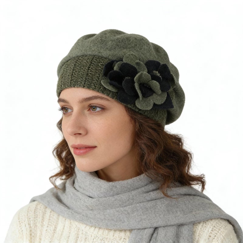 Ruphedy Womens Wool Berets French Beret Beanie Winter Hats Hy022 (Hy023-Green) - Image 2