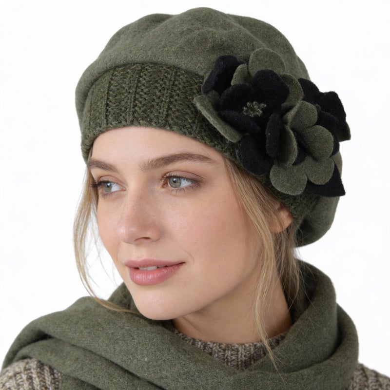 Ruphedy Womens Wool Berets French Beret Beanie Winter Hats Hy022 (Hy023-Green) - Image 1