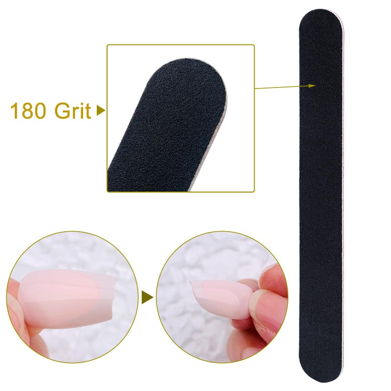 HeeYaa Nail File 10 PCS Professional Double Sided 100/180 Grit Nail Files Emery Board Black Manicure Pedicure Tool and Nail Buffering Files - Image 5