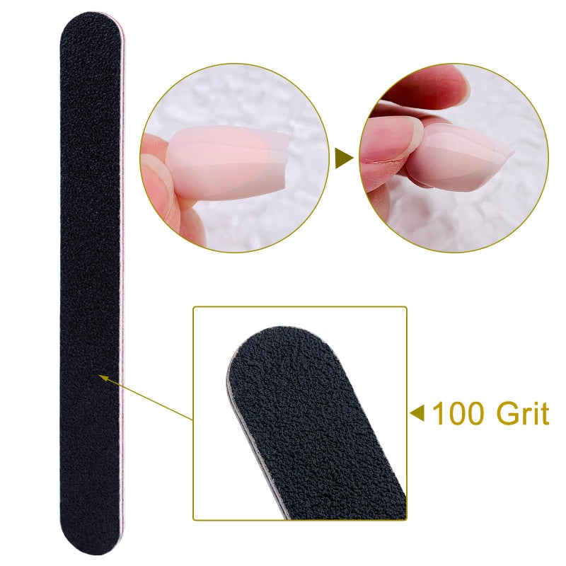 HeeYaa Nail File 10 PCS Professional Double Sided 100/180 Grit Nail Files Emery Board Black Manicure Pedicure Tool and Nail Buffering Files - Image 4
