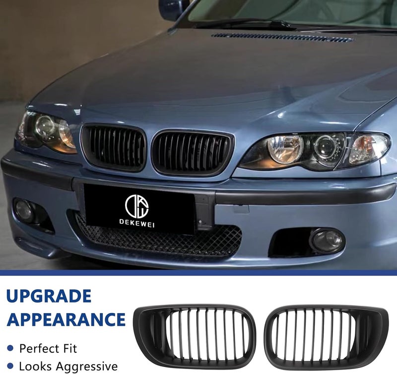 DEKEWEI E46 Black Kidney Grille for BMW 3 Series 2002-2005 E46 4-Door - Image 2