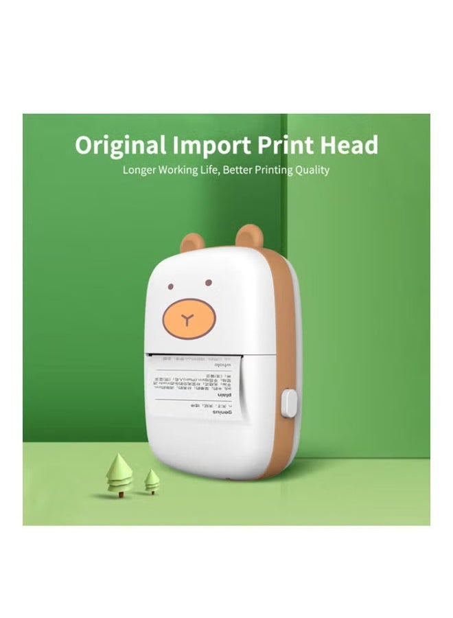 Mini Portable Thermal Printer with 1 Roll Paper White/Brown - Image 2