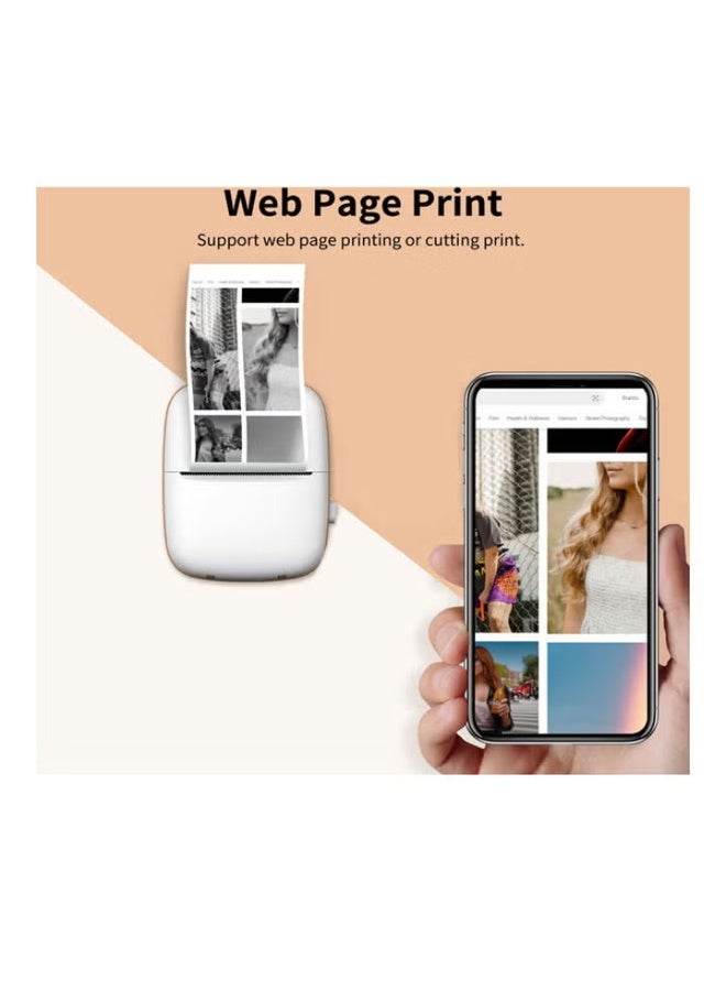 Mini Portable Thermal Printer with 1 Roll Paper White/Brown - Image 3