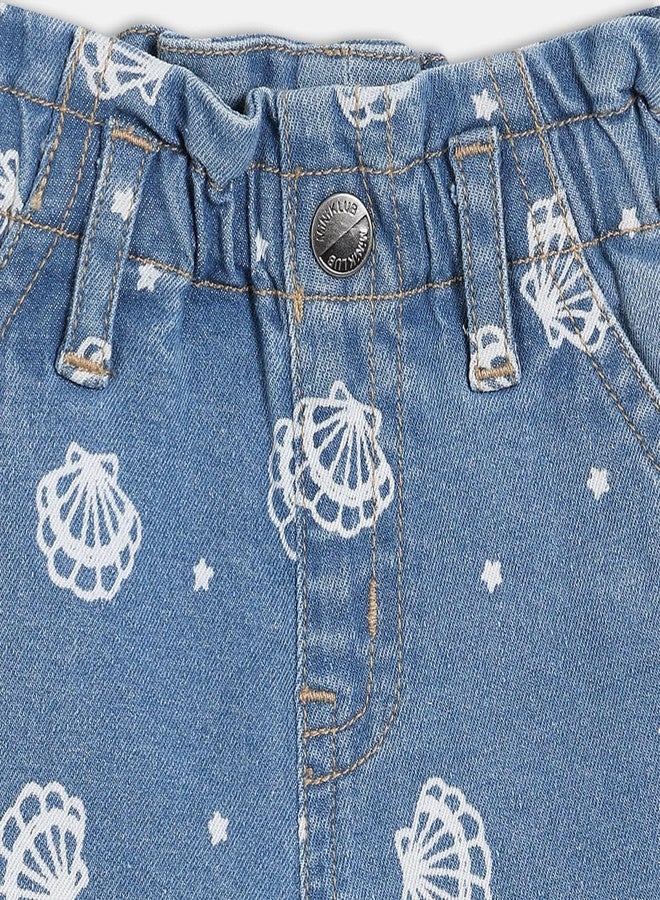 miniklub Cotton Shell Embroidered Denim Pant,Pack of 1, Blue (9-12M) - Image 3