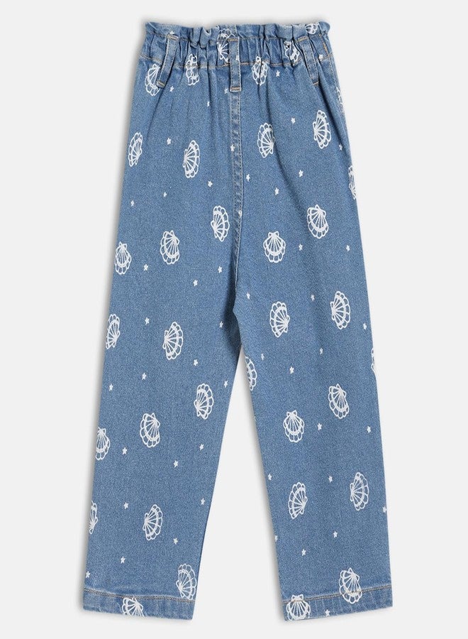 miniklub Cotton Shell Embroidered Denim Pant,Pack of 1, Blue (9-12M) - Image 2