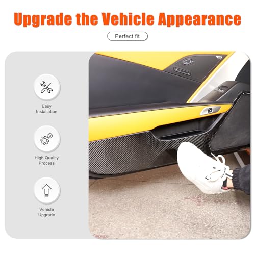 Aotumcer Soft Carbon Fiber Side Door Cover Anti-Kick Panel Cover Trim Compatible with Chevrolet Corvette C7 2014-2019 Front Door Panel Anti Kick Guard Trim Protector, Style B (Black) - Image 3