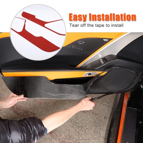 Aotumcer Soft Carbon Fiber Side Door Cover Anti-Kick Panel Cover Trim Compatible with Chevrolet Corvette C7 2014-2019 Front Door Panel Anti Kick Guard Trim Protector, Style B (Black) - Image 5