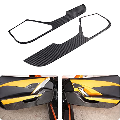 Aotumcer Soft Carbon Fiber Side Door Cover Anti-Kick Panel Cover Trim Compatible with Chevrolet Corvette C7 2014-2019 Front Door Panel Anti Kick Guard Trim Protector, Style B (Black) - Image 1
