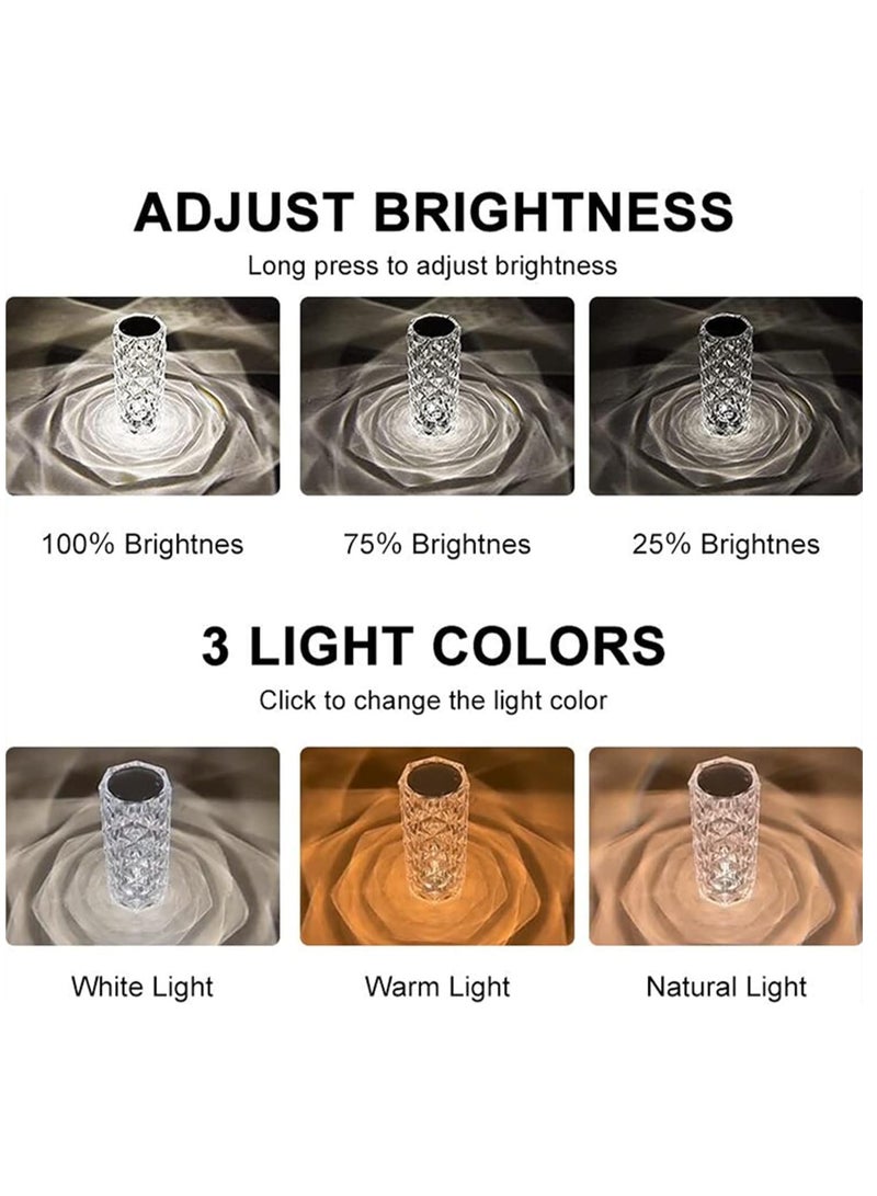 إلترازون Led Crystal Table Lamp, 2021 Creative Touch Control Discolor RGB Night Light, Rechargeable Atmosphere Bedside Lamp 16-Colors Remote Control - Image 3