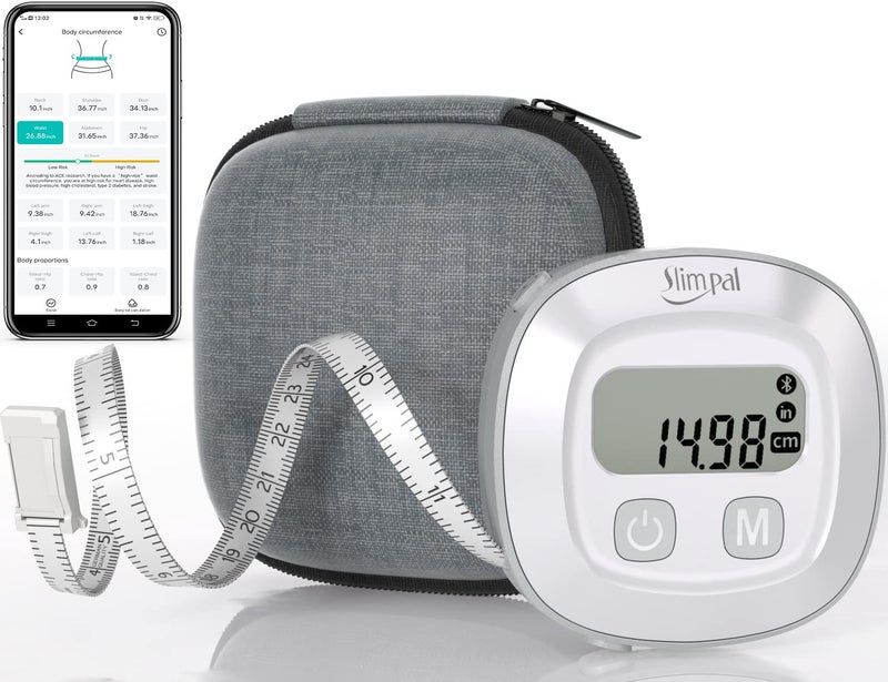 Slimpal Body Tape Measure with Case, Tool for Monitoring Body Fat, Measuring Tape for Body, Digital Smart Retractable Measuring Tape for Accurately Measuring BMI Fitness Body Shape and Weight-Loss - Image 1