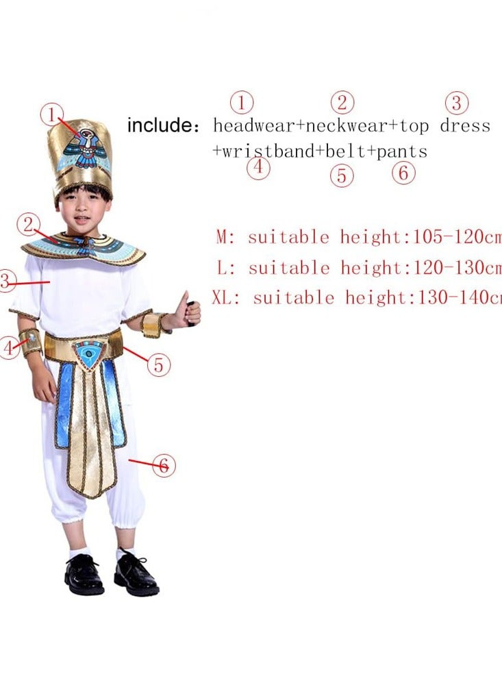 Boy Ancient Egypt Egyptian Pharaoh Cleopatra Prince Princess Cosplay Costume For Kids Carnival party With Accessories - Image 4