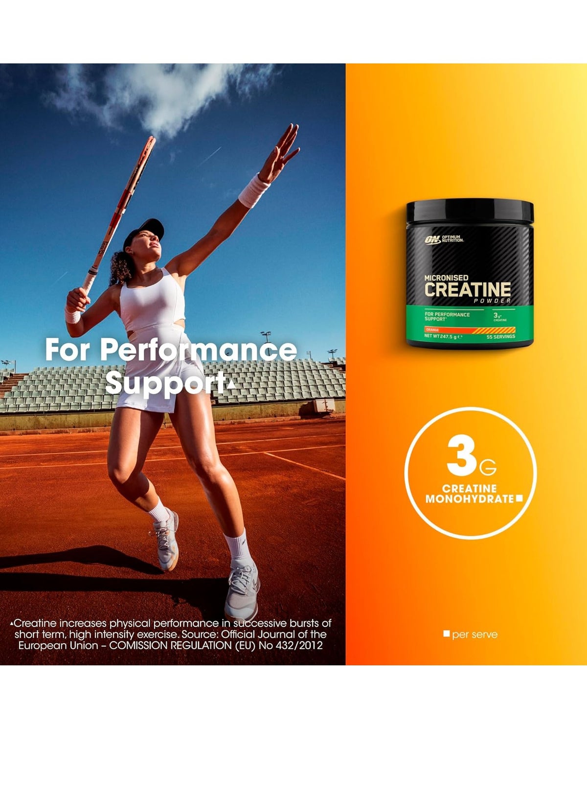 Optimum Nutrition Micronised Creatine 247.5G Orange