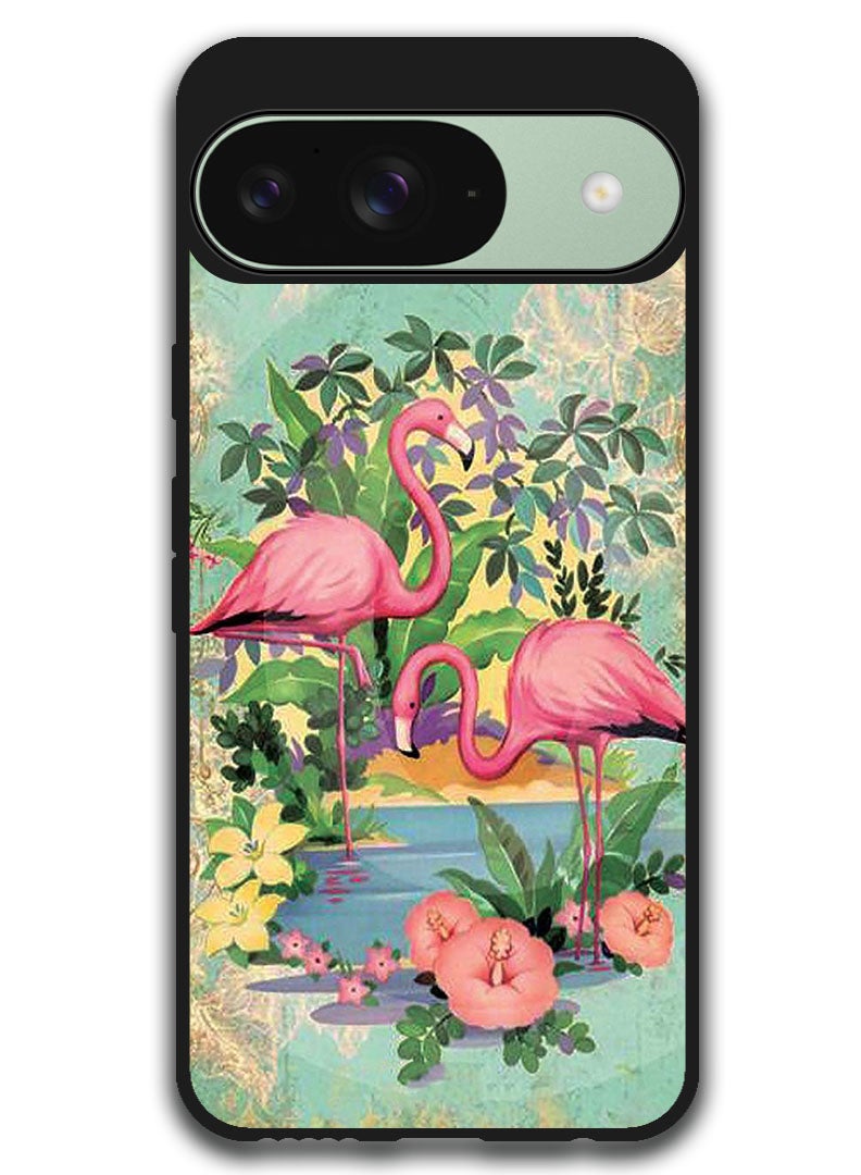 Theodor Protective Case Anti Scratch Shock Proof Bumper Cover For Google Pixel 9 Pink Flamingoes - Image 1