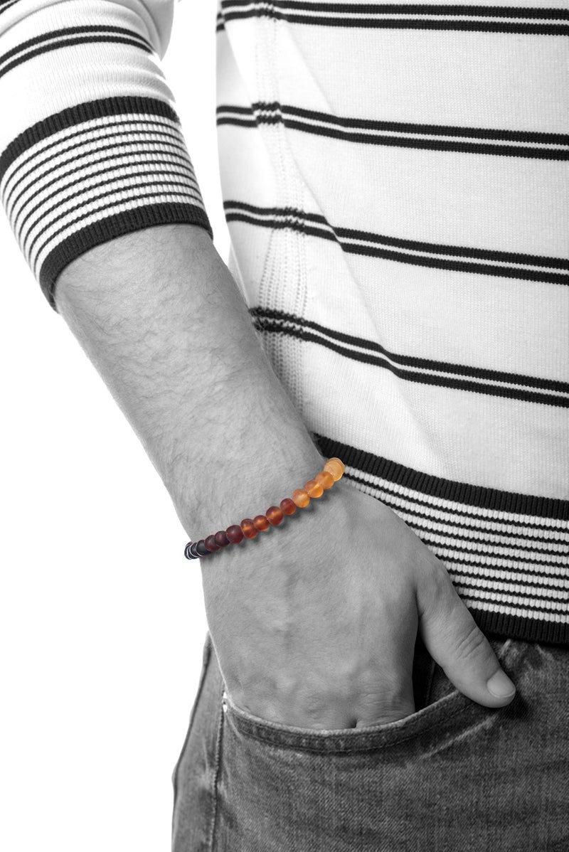 AMBERAGE Natural Baltic Amber Bracelet for Adults (Women/Men) - Hand made From Raw-Unpolished/Certified Baltic Amber Beads(6 Colors) (8, Raw-Unpolished Rainbow) - Image 3