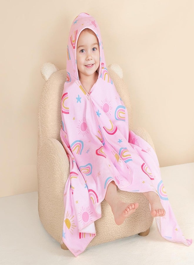 Basumee Toddler Bath Towels with Hood for 0-6 Years 55" x 28" Soft Absorbent Hooded Kids Bath Towel with Button for Boys and Girls Shower Bath Beach Swimming Essentials - Image 1