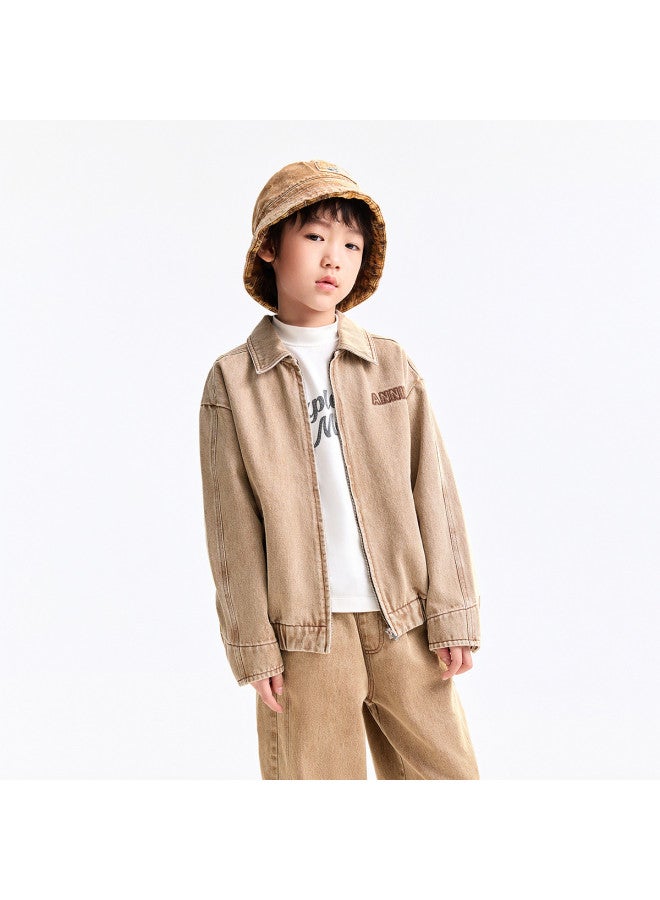 Annil kids' Jacket - Boys & Girls Short Denim-like Coat, 2025 Autumn New, Breathable & Loose Fit - Image 3
