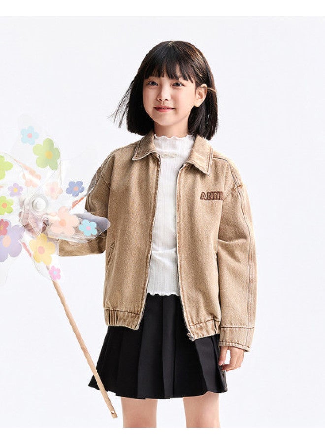 Annil kids' Jacket - Boys & Girls Short Denim-like Coat, 2025 Autumn New, Breathable & Loose Fit - Image 1