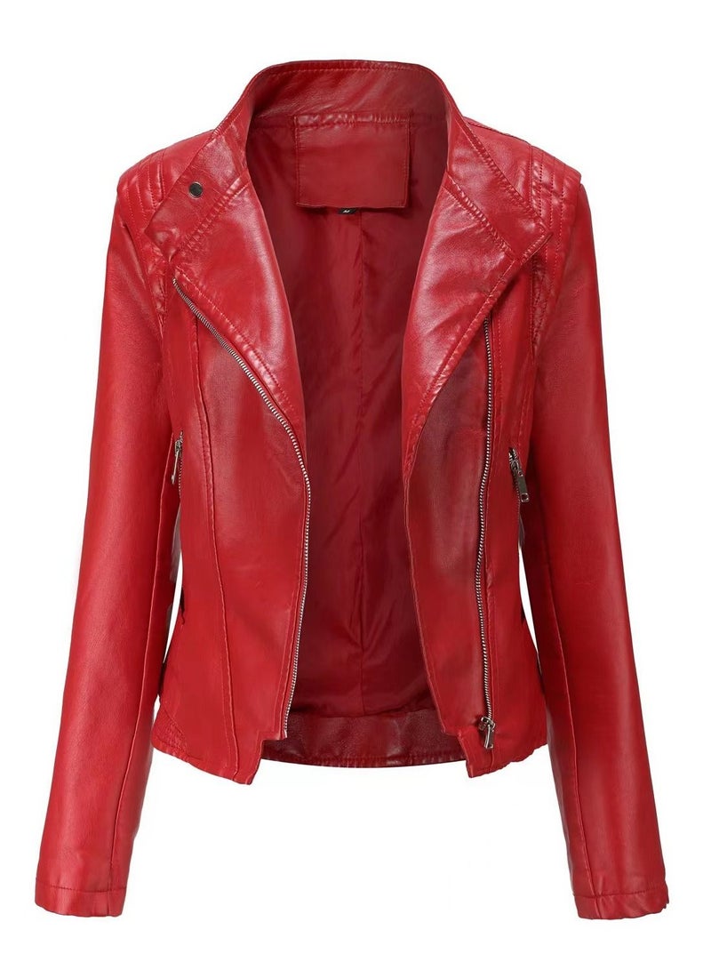 Loquat Autumn And Winter Short Leather Coat  - Image 1