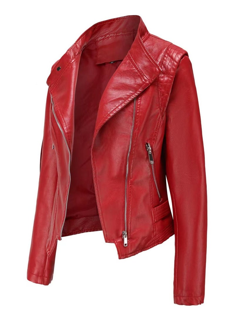 Loquat Autumn And Winter Short Leather Coat  - Image 2