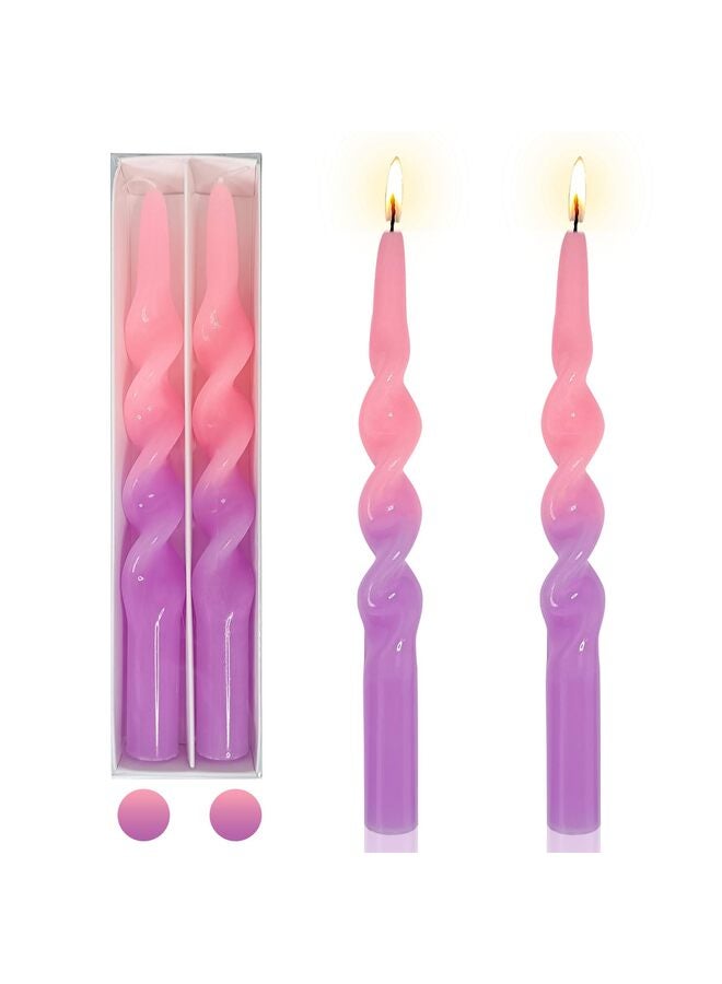 LAMAY Candlesticks Colored Candle Sticks - Set of 2 Twisted Taper Candles Long Spiral Taperd Candles 9.5 Inch Tall for Home Holiday Wedding Women Gifts(PinkPurple) - Image 5