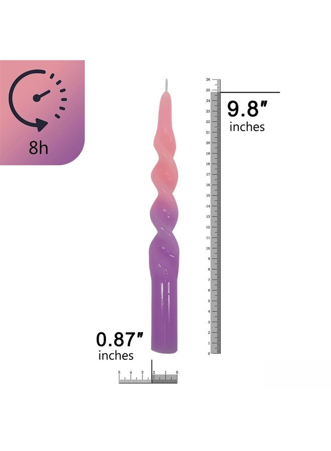 LAMAY Candlesticks Colored Candle Sticks - Set of 2 Twisted Taper Candles Long Spiral Taperd Candles 9.5 Inch Tall for Home Holiday Wedding Women Gifts(PinkPurple) - Image 2