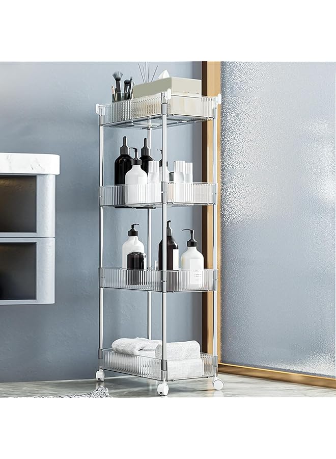 إيروريكس عربة تخزين متعددة الوظائف من الأكريليك ذات 4 طبقات مع عجلات مع صواني شفافة وعربة تخزين متحركة ومنظم للمطبخ والحمام وغرفة المعيشة 14.6 بوصة عمق × 5.1 بوصة عرض × 35 بوصة ارتفاع - Image 5