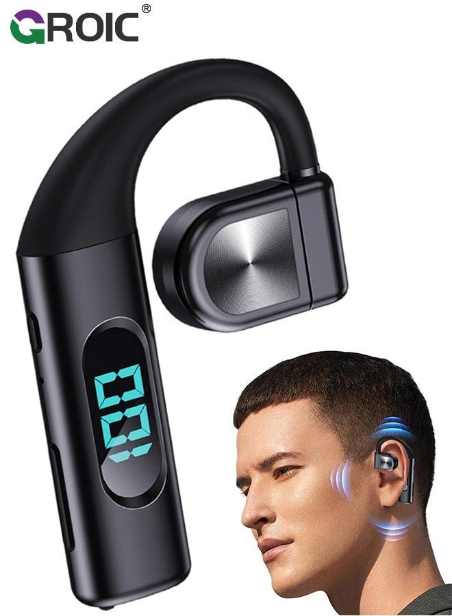 جرويك سماعة رأس بلوتوث لاسلكية، نوع الأذن المعلقة ليس داخل الأذن، رياضية ذات عرض رقمي أحادي الحركة، طويلة المدى لإلغاء الضوضاء، مقاومة للماء Ipx5، للرياضة والقيادة - Image 1